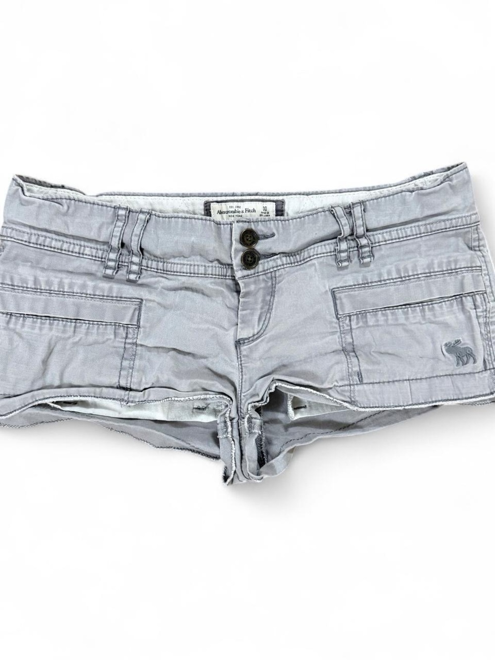 Abercrombie & Fitch Light Gray Women's Cotton Low-Rise Jean Shorts